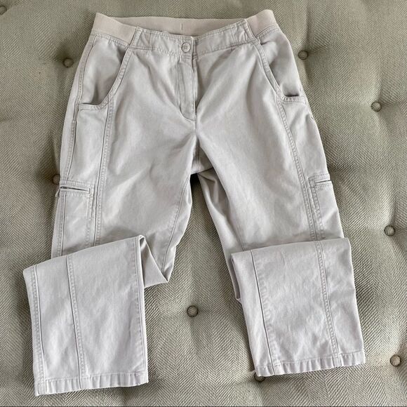 LL Bean Stone Classic Fit Knit Waist Pants 10P Petite - Picture 2 of 9